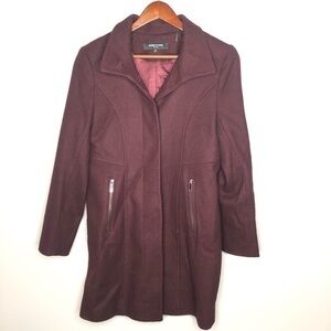 Kenneth coal wool blend burgundy pea coat jacket